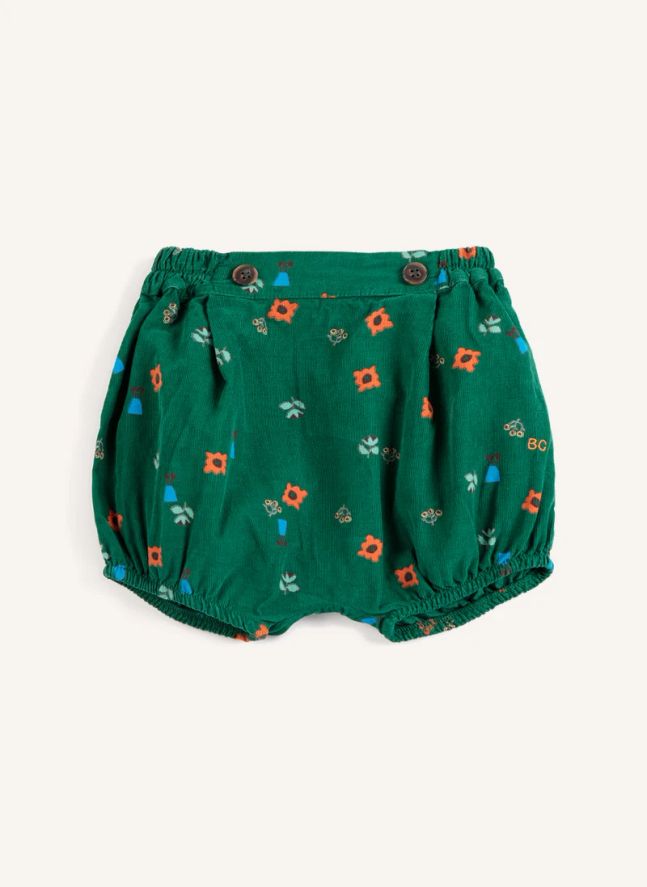 Bloomer Fleuri Velours Côtelé Coton Bio | Vert
