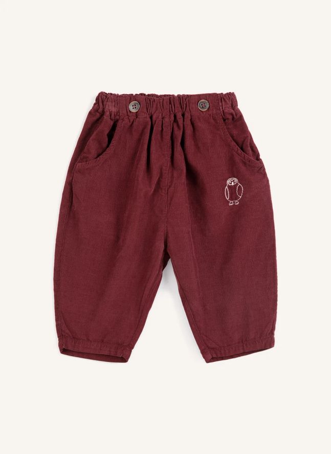 Pantalon Hibou Velours Côtelé Coton Bio | Bordeaux