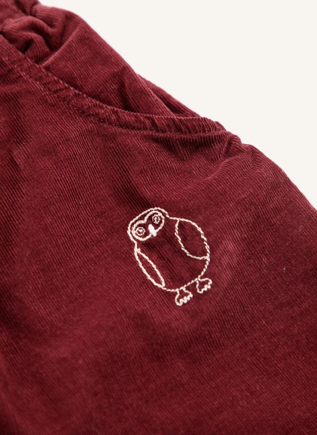 Pantalon Hibou Velours Côtelé Coton Bio | Bordeaux