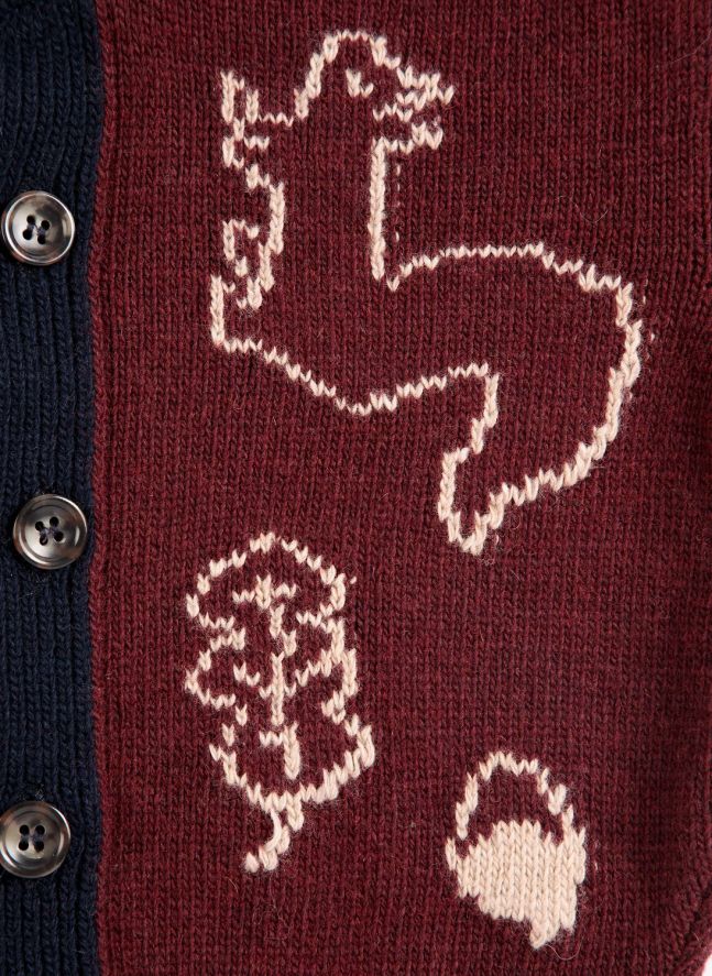 Cardigan Ecureuils Laine Bébé | Bordeaux