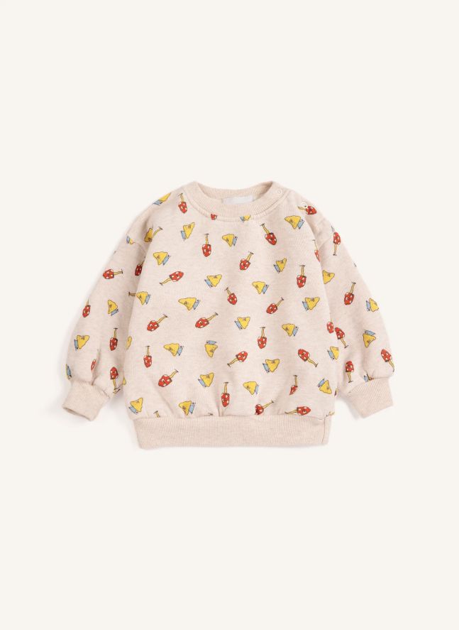 Sweat Champignons Coton Bio Bébé | Ecru