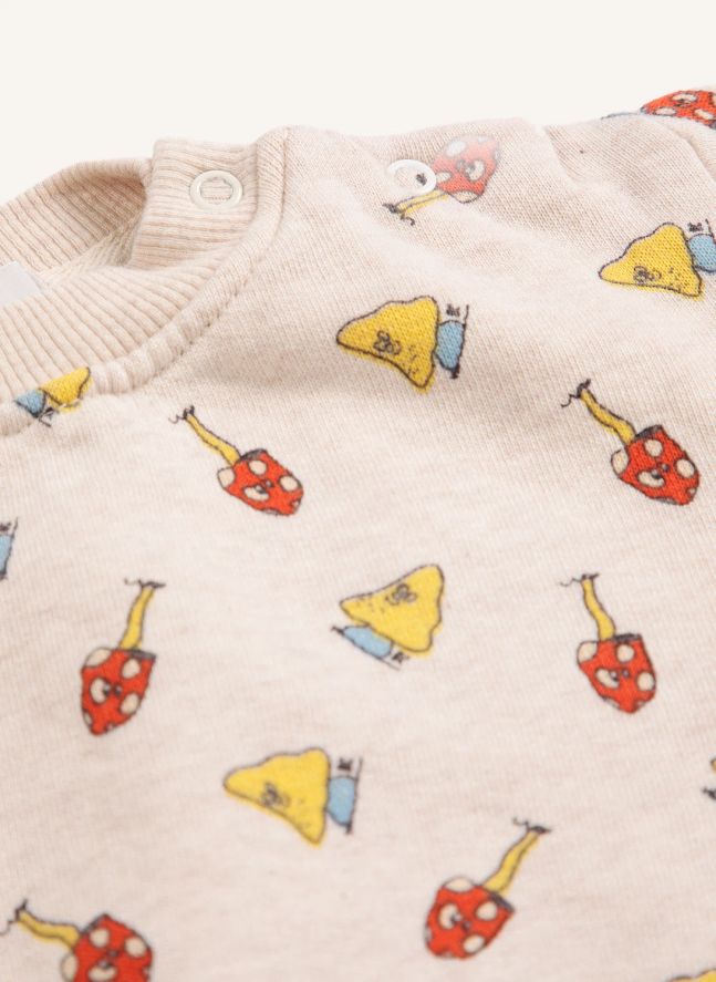 Sweat Champignons Coton Bio Bébé | Ecru