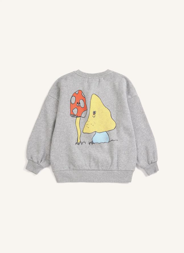 Sweat Champignons Coton Bio | Gris chiné