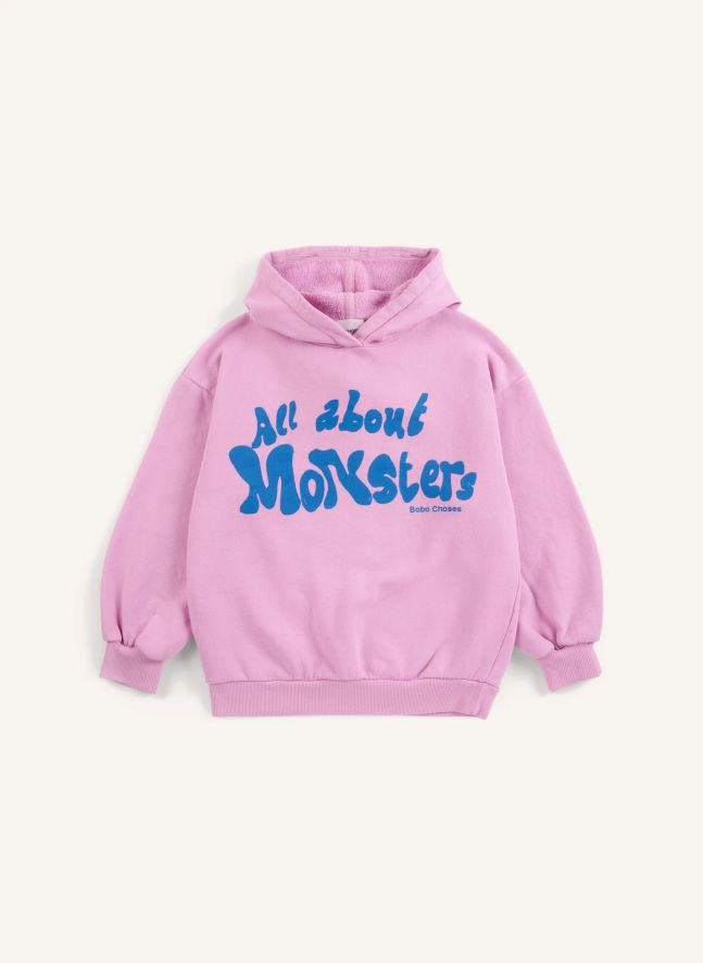 Sweat Capuche All About Monsters Coton Bio | Rose