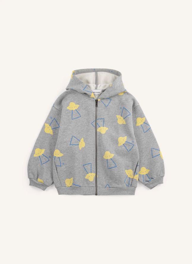 Sweat Capuche Soucoupes Coton Bio | Gris chiné