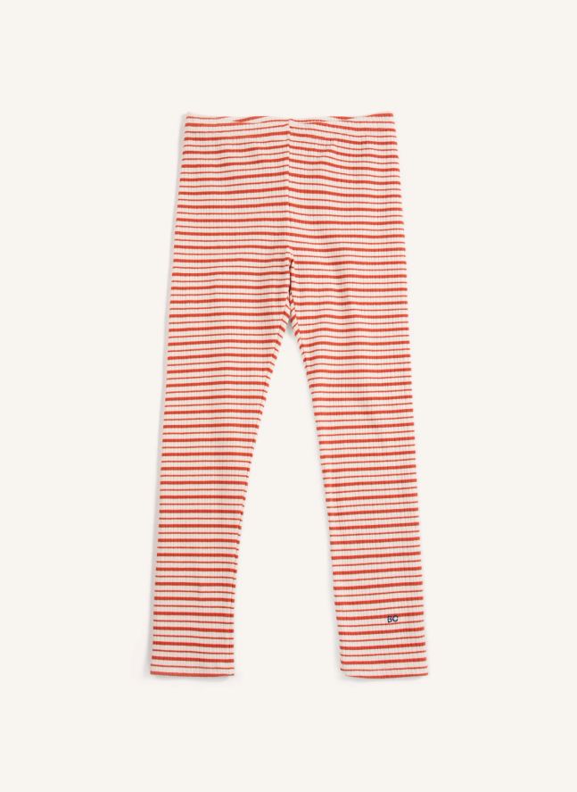 Legging Côtelé Rayé Coton Bio | Rouge