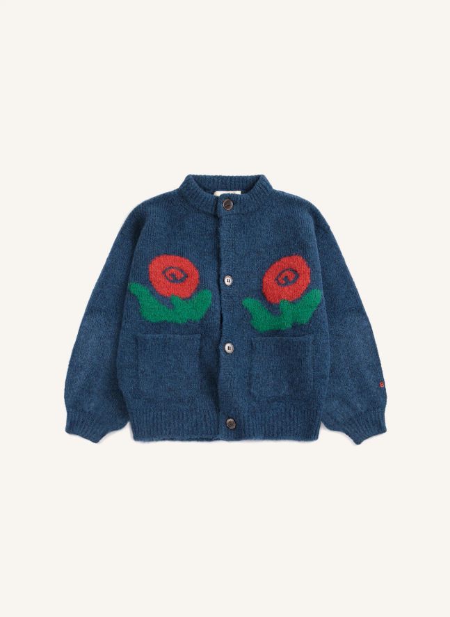 Cardigan Fleurs | Bleu foncé