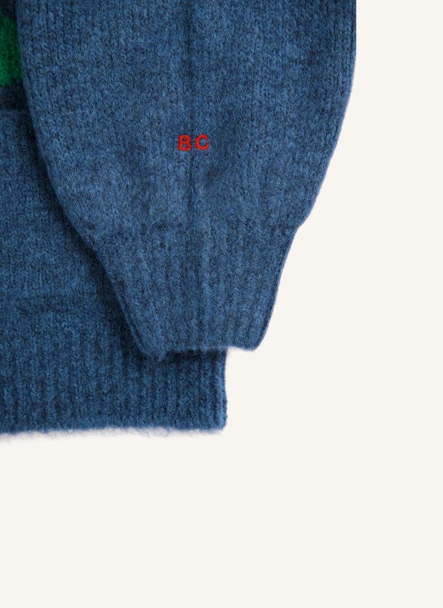 Cardigan Fleurs | Bleu foncé