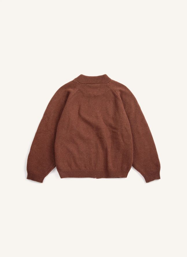 Gilet Zippé Champignons Laine | Marron