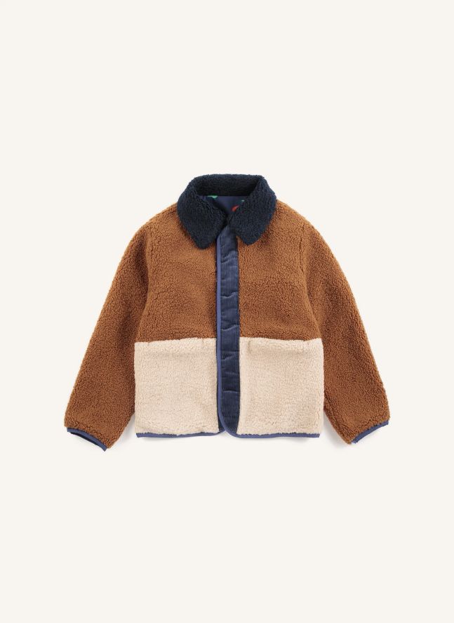 Veste Réversible Façon Sherpa Fibres Recyclées | Bleu marine