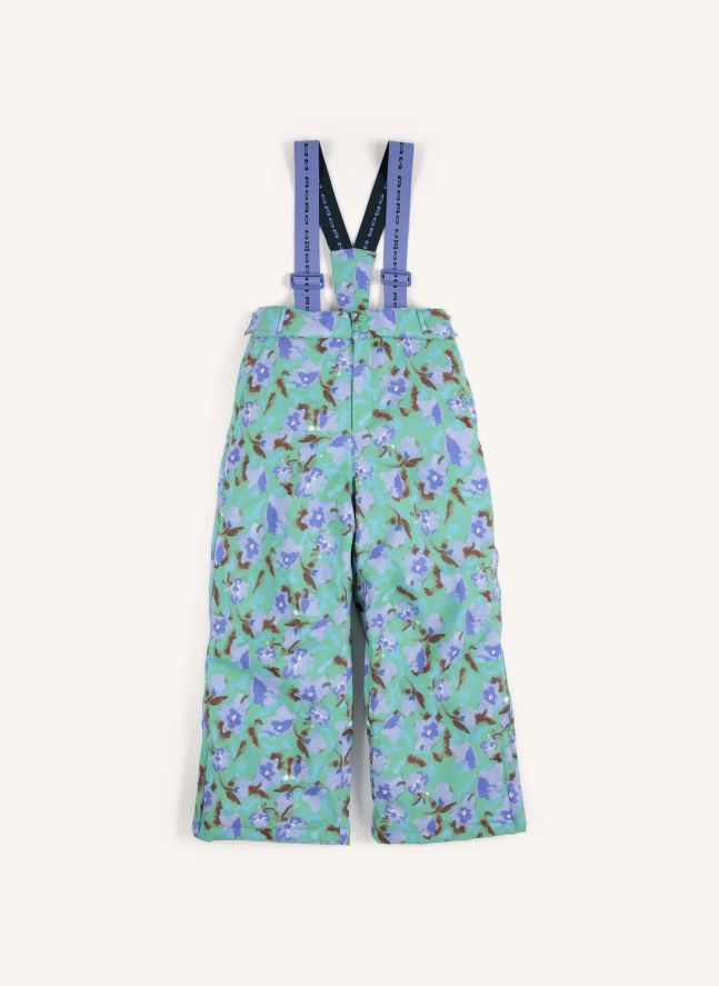 Pantalon de Ski Fleuri Fibres Recyclées | Turquoise