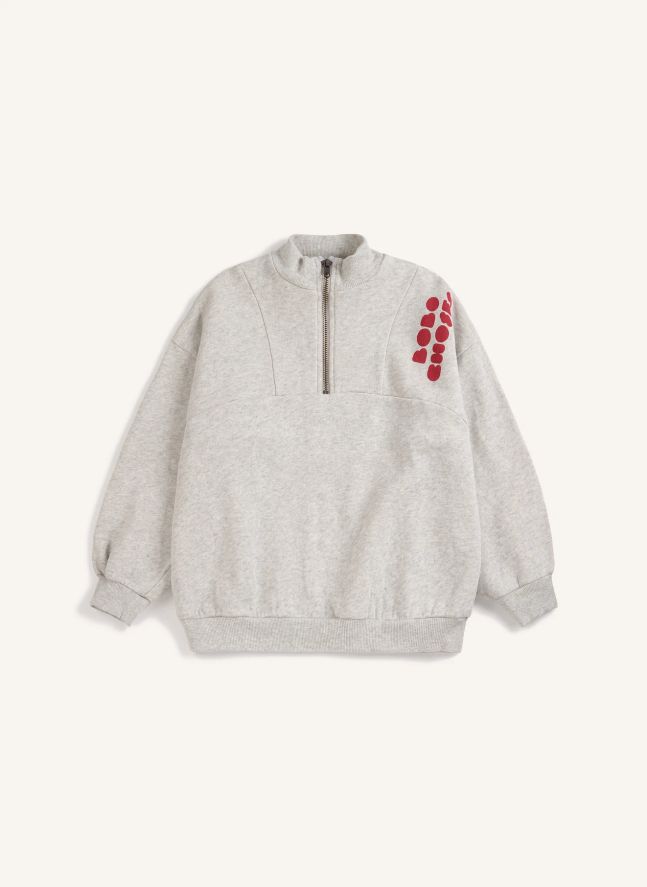 Sweat Zippé Bobo Choses Coton Bio | Gris chiné