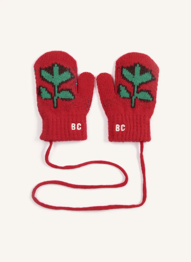 Moufles Fleurs Fibres Recyclées | Rouge