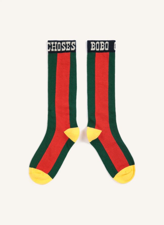 Chaussettes Hautes Bobo Rayées Coton Bio | Vert