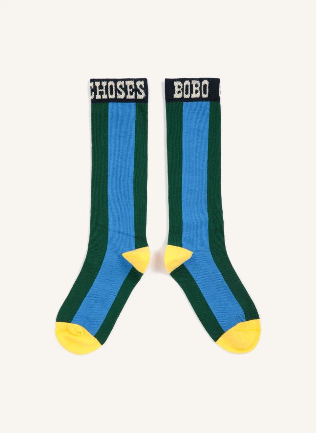 Chaussettes Hautes Bobo Rayées Coton Bio | Vert