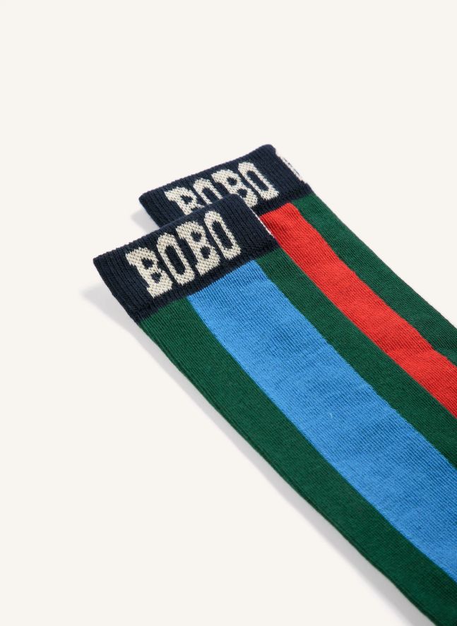 Chaussettes Hautes Bobo Rayées Coton Bio | Vert