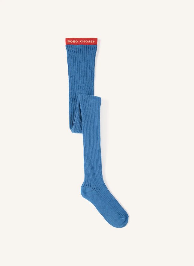Collants Côtelés Coton Bio | Bleu