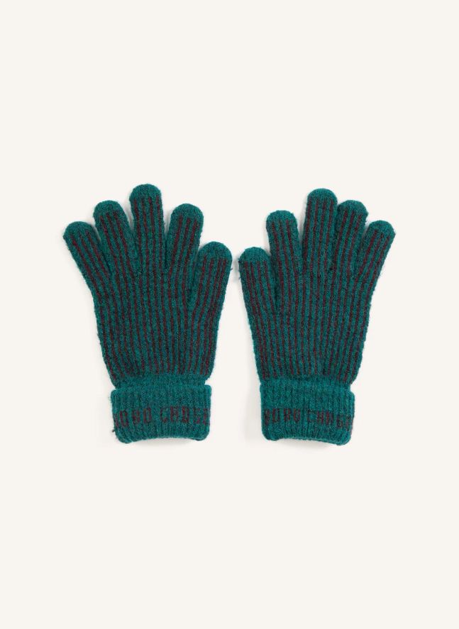 Gants Rayés Fibres Recyclées | Vert
