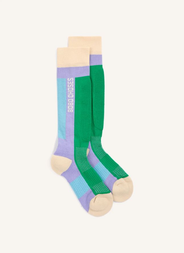 Chaussettes de Ski Colorblock Coton Bio | Lavande