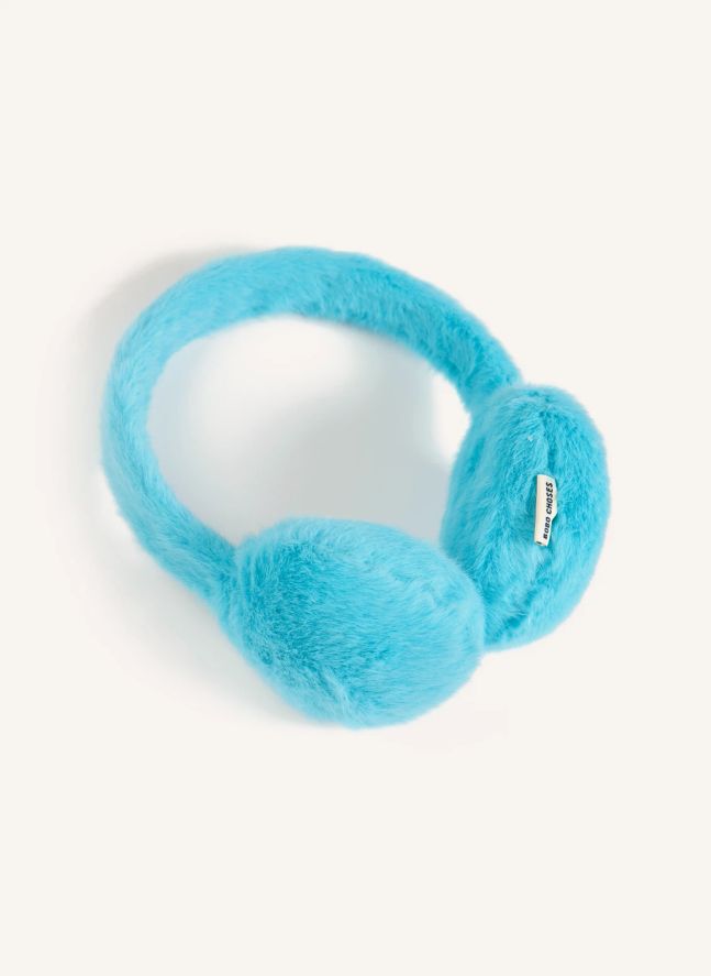 Cache Oreilles Façon Fourrure Fibres Recyclées | Turquoise