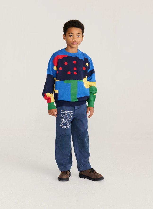 Pantalon Patchs Coton Bio | Bleu