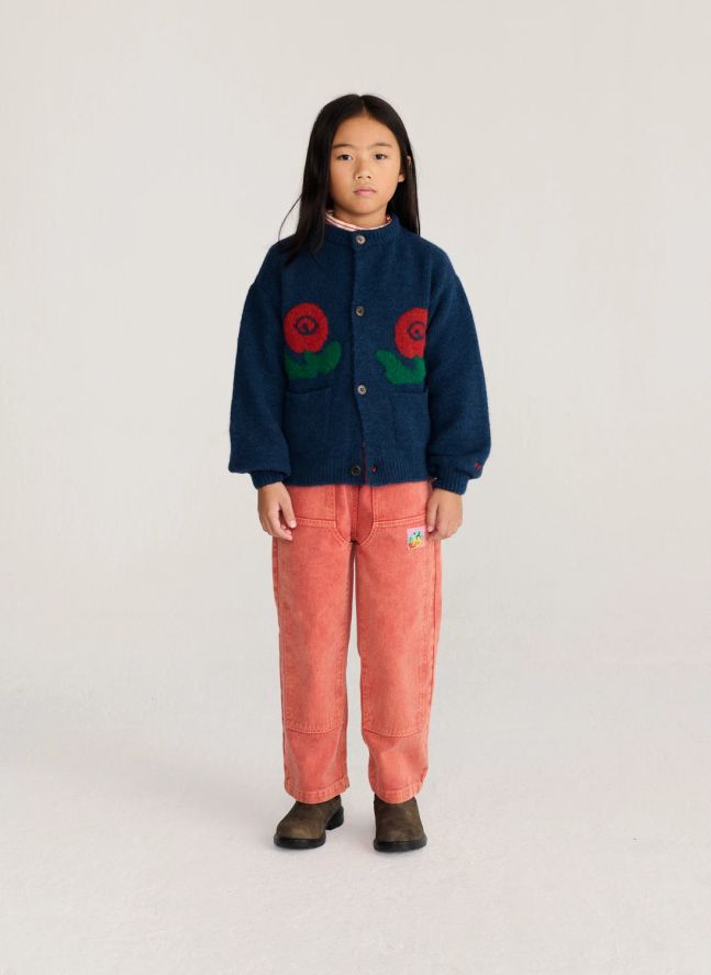 Cardigan Fleurs | Bleu foncé