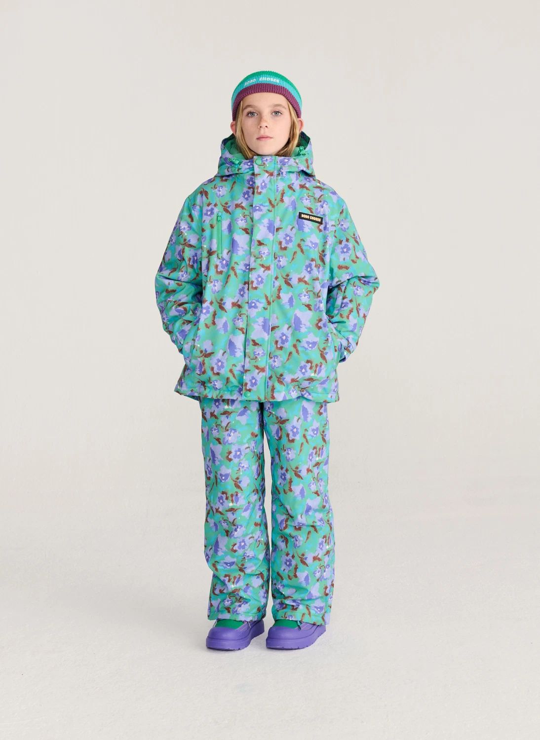 Veste de Ski Fleurie Fibres Recyclées | Turquoise- Image produit n°1