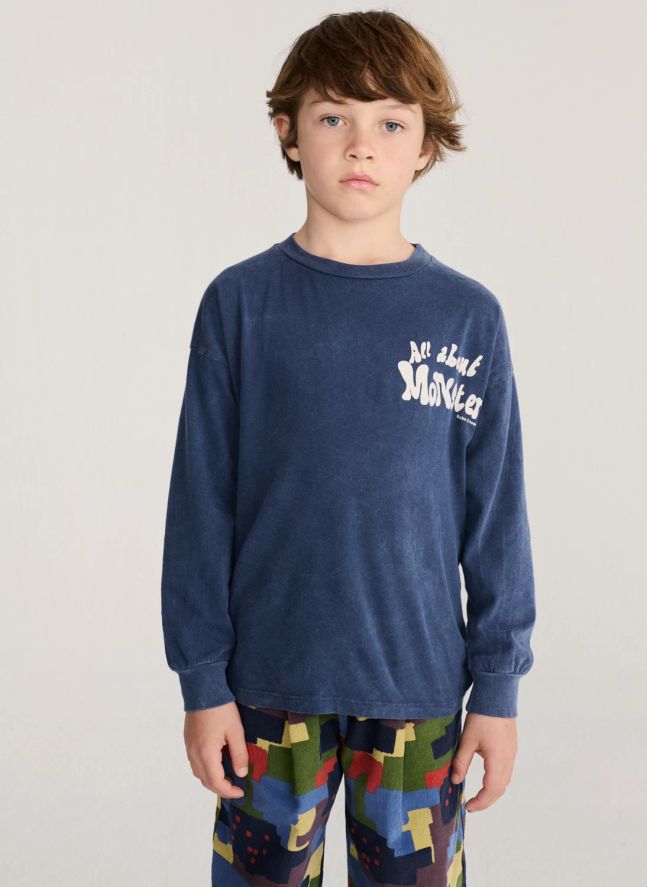 T-shirt Délavé All About Monsters Coton Bio | Bleu