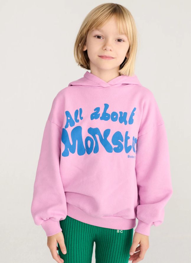 Sweat Capuche All About Monsters Coton Bio | Rose