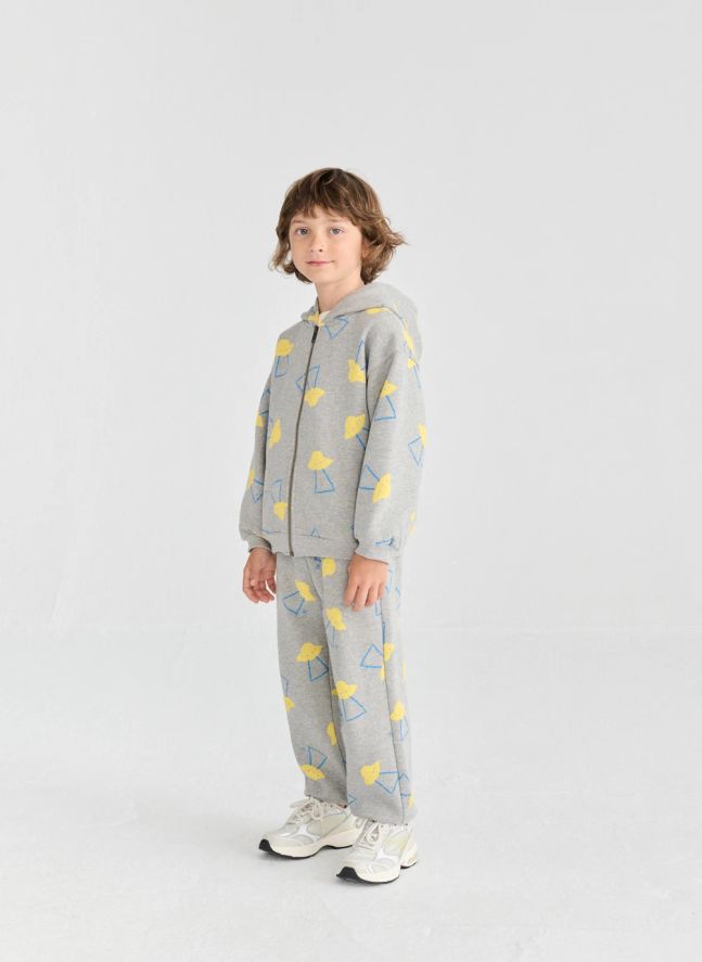 Sweat Capuche Soucoupes Coton Bio | Gris chiné