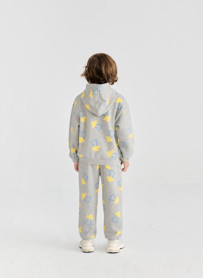 Sweat Capuche Soucoupes Coton Bio | Gris chiné