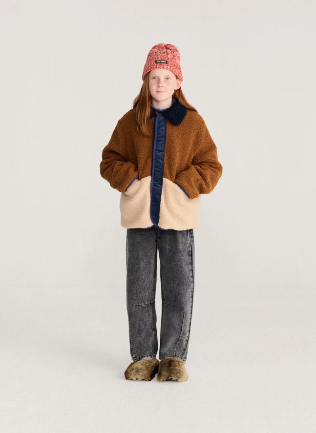 Veste Réversible Façon Sherpa Fibres Recyclées | Bleu marine