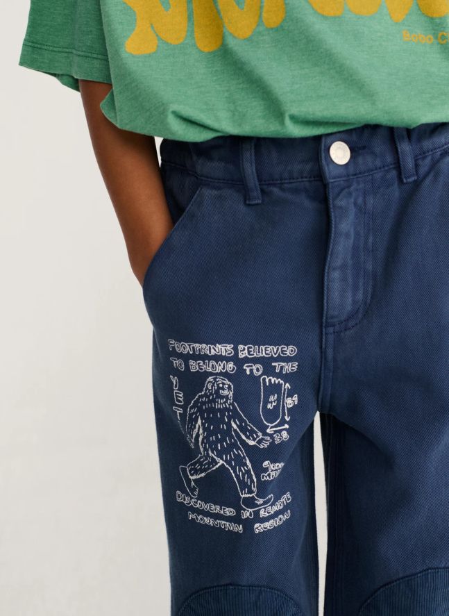 Pantalon Patchs Coton Bio | Bleu