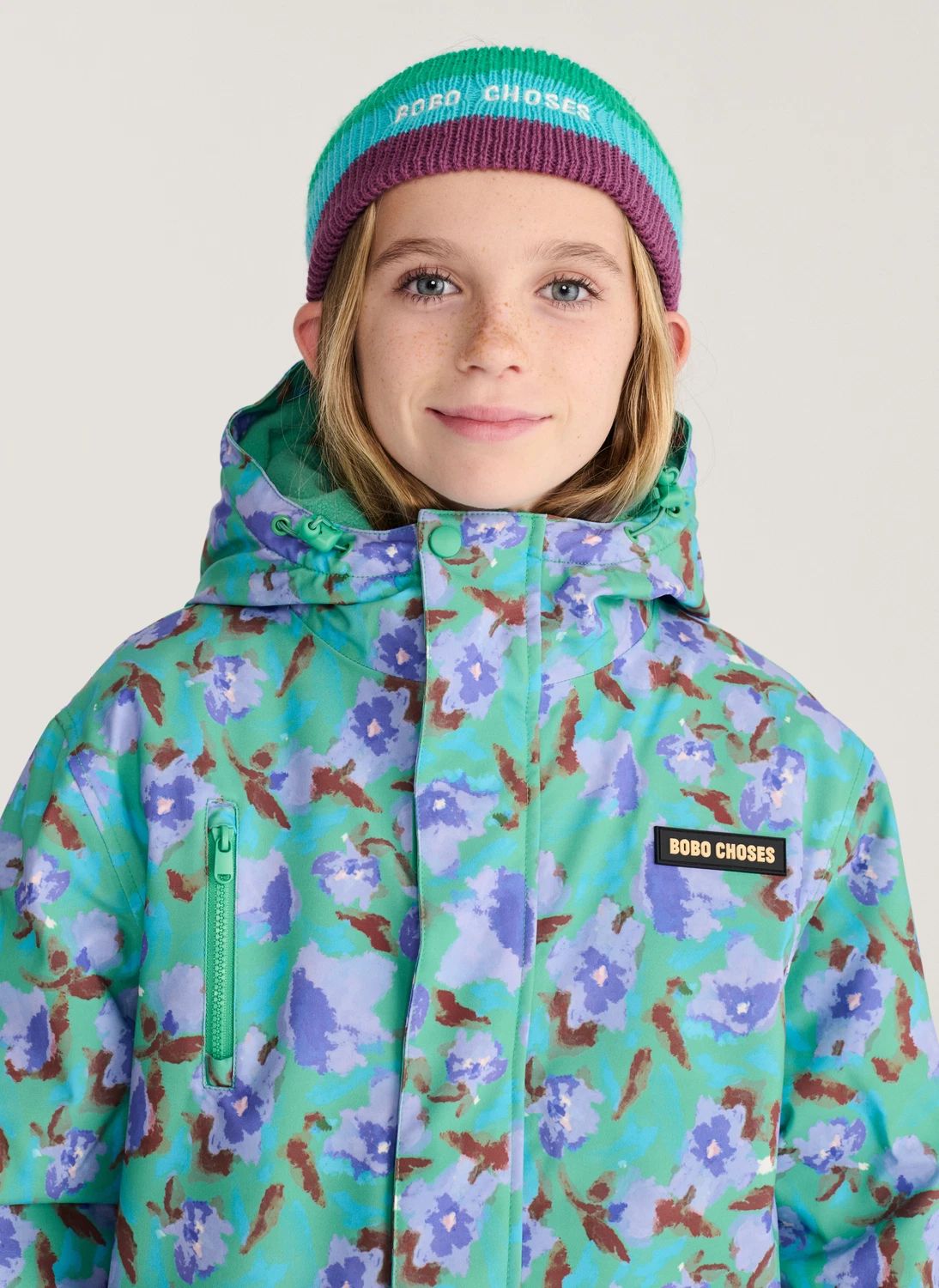 Veste de Ski Fleurie Fibres Recyclées | Turquoise- Image produit n°2