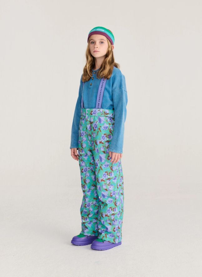 Pantalon de Ski Fleuri Fibres Recyclées | Turquoise