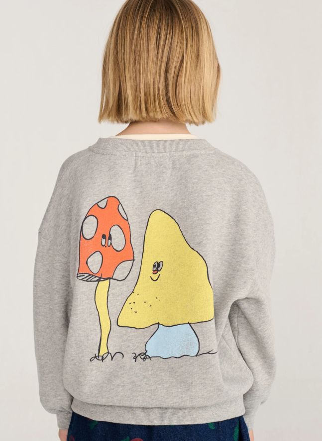 Sweat Champignons Coton Bio | Gris chiné