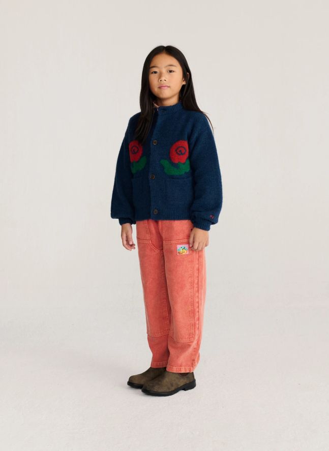 Cardigan Fleurs | Bleu foncé