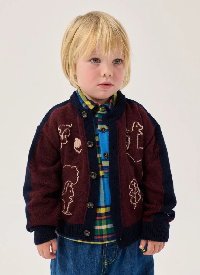 Cardigan Ecureuils Laine Bébé | Bordeaux