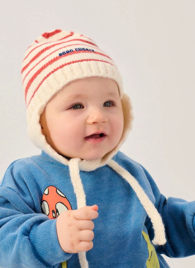 Bonnet Rayé Fibres Recyclées | Ecru