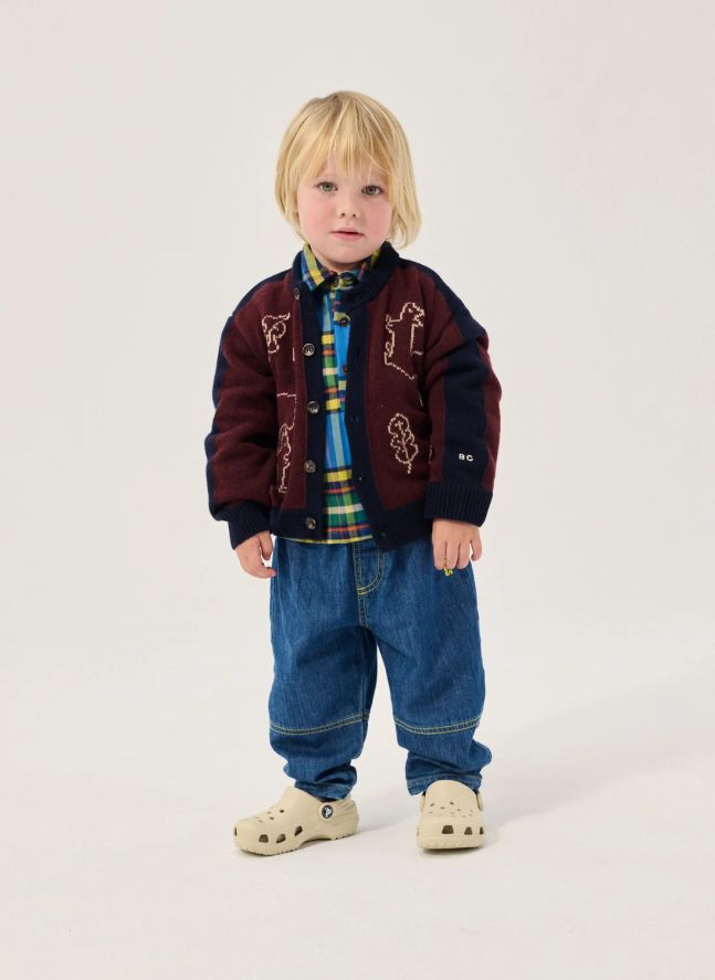 Cardigan Ecureuils Laine Bébé | Bordeaux