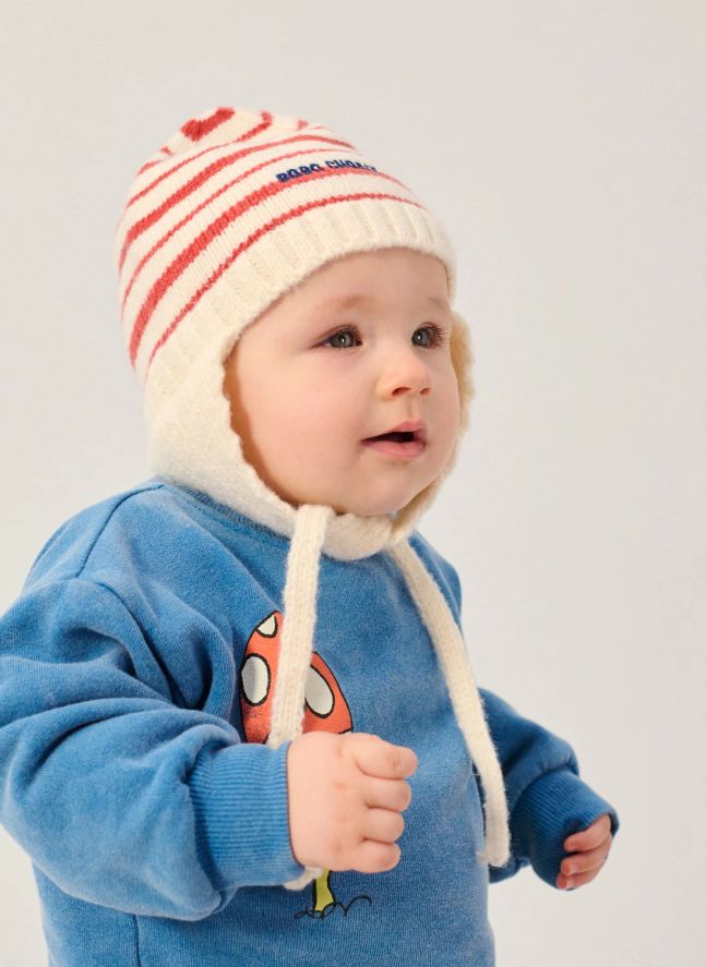 Bonnet Rayé Fibres Recyclées | Ecru