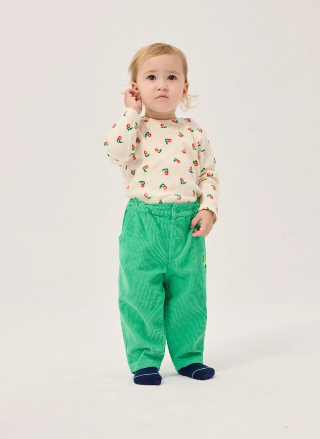 Pantalon Champignons Velours Côtelé Coton Bio | Vert