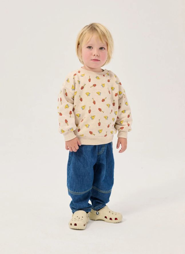 Sweat Champignons Coton Bio Bébé | Ecru