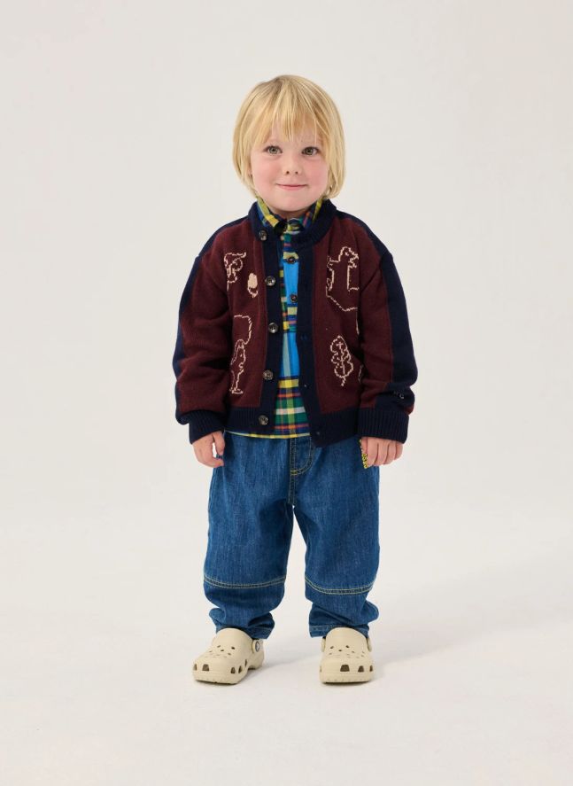 Cardigan Ecureuils Laine Bébé | Bordeaux