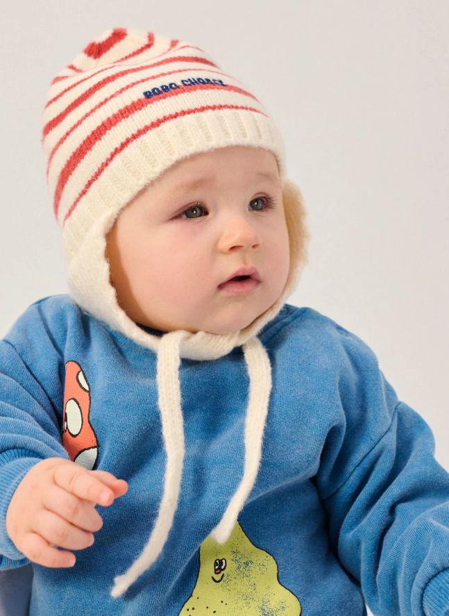 Bonnet Rayé Fibres Recyclées | Ecru