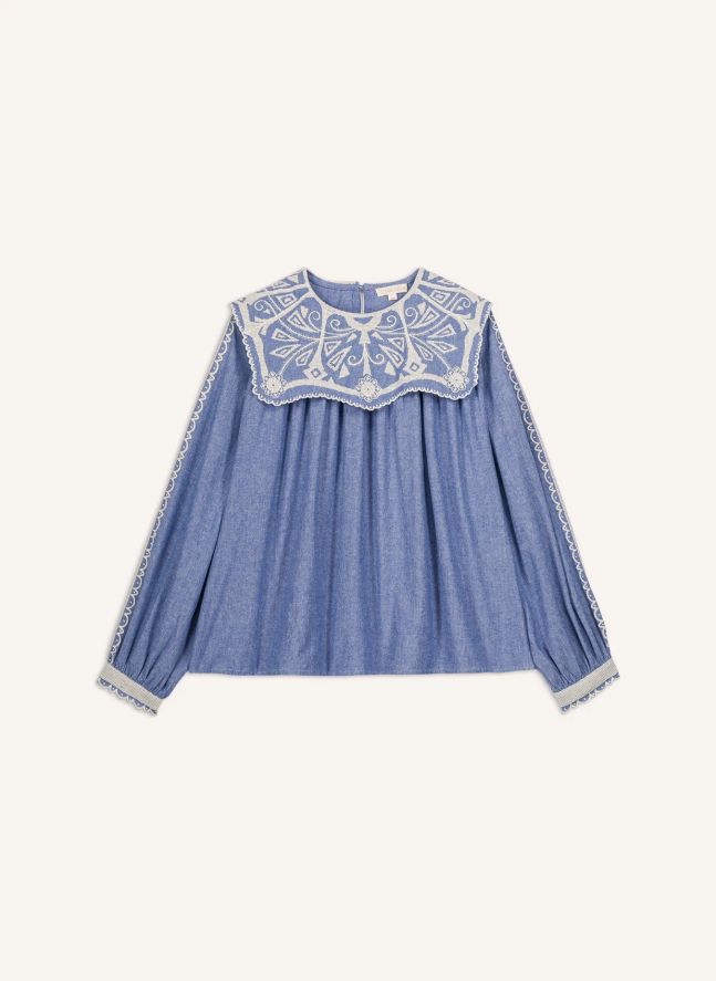 Blouse Anastasy Coton Bio | Bleu