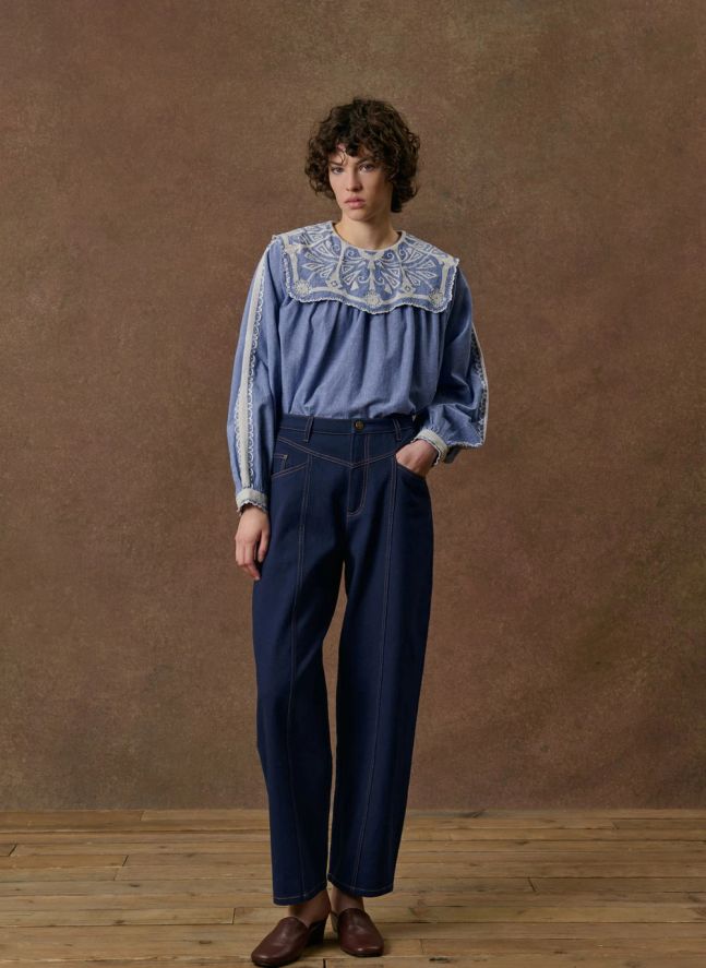 Blouse Anastasy Coton Bio | Bleu