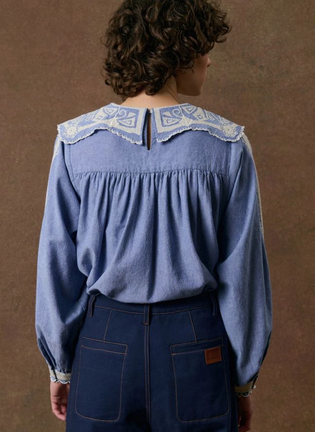 Blouse Anastasy Coton Bio | Bleu