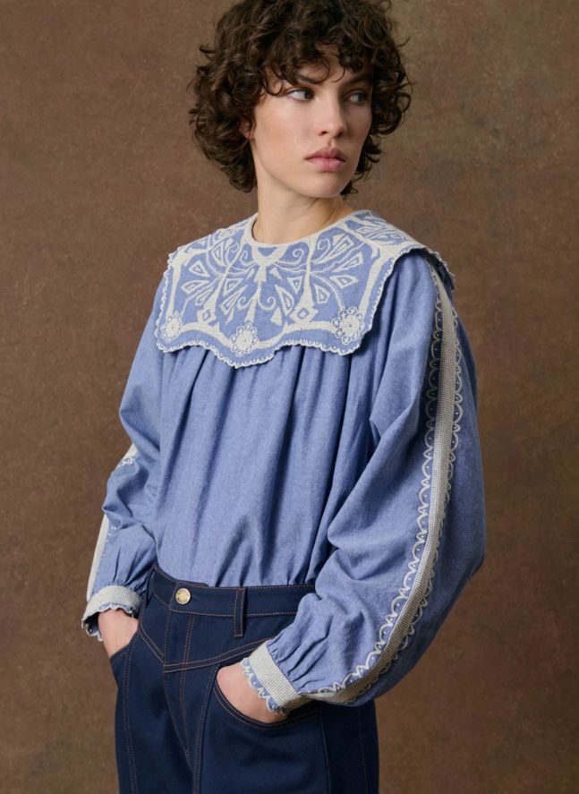 Blouse Anastasy Coton Bio | Bleu