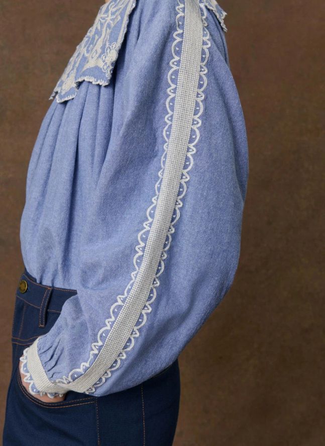 Blouse Anastasy Coton Bio | Bleu